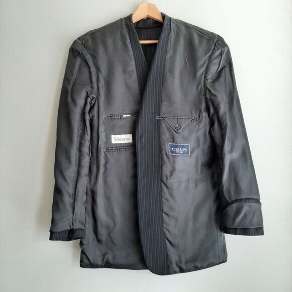 CHAPS 100% Wool Pinstripe Blazer Jacket Navy Blue Men's Sz 38 R - Picture 12 of 15